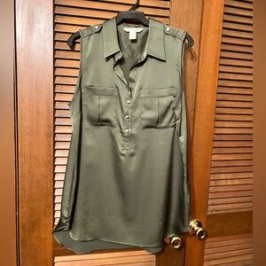 White House Black Market Olive Green Sleeveless Blouse
